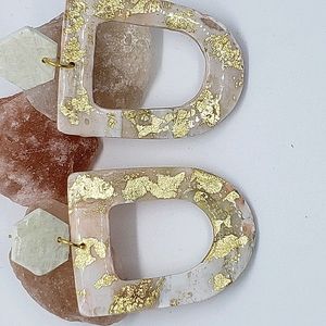 Pink gold leaf earrings